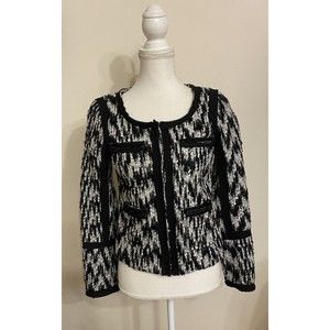BCBG Generation Women Boucle Tweed Blazer Jacket Black & White XS ❤️